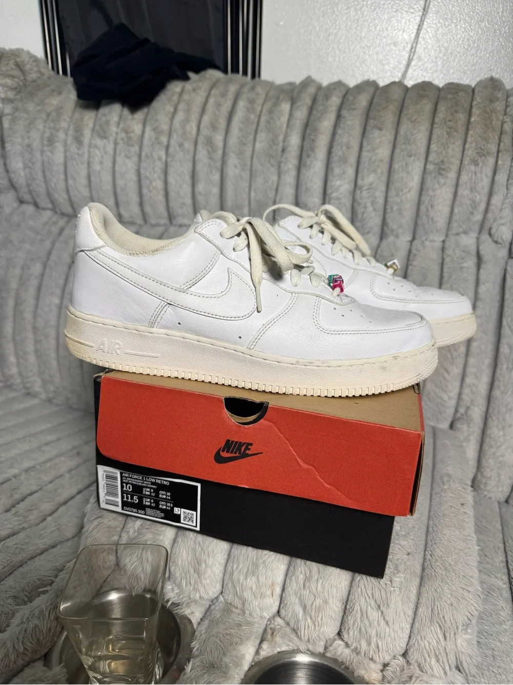 Nike White Leather Sneaker with Multicolor LOVE Bead Accent
